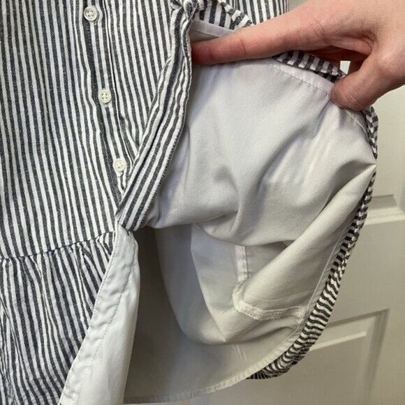 Old Navy Shirt Dress Womens M Stripe Tiered Coastal Nautical Beachy Boho Linen - Picture 3 of 8